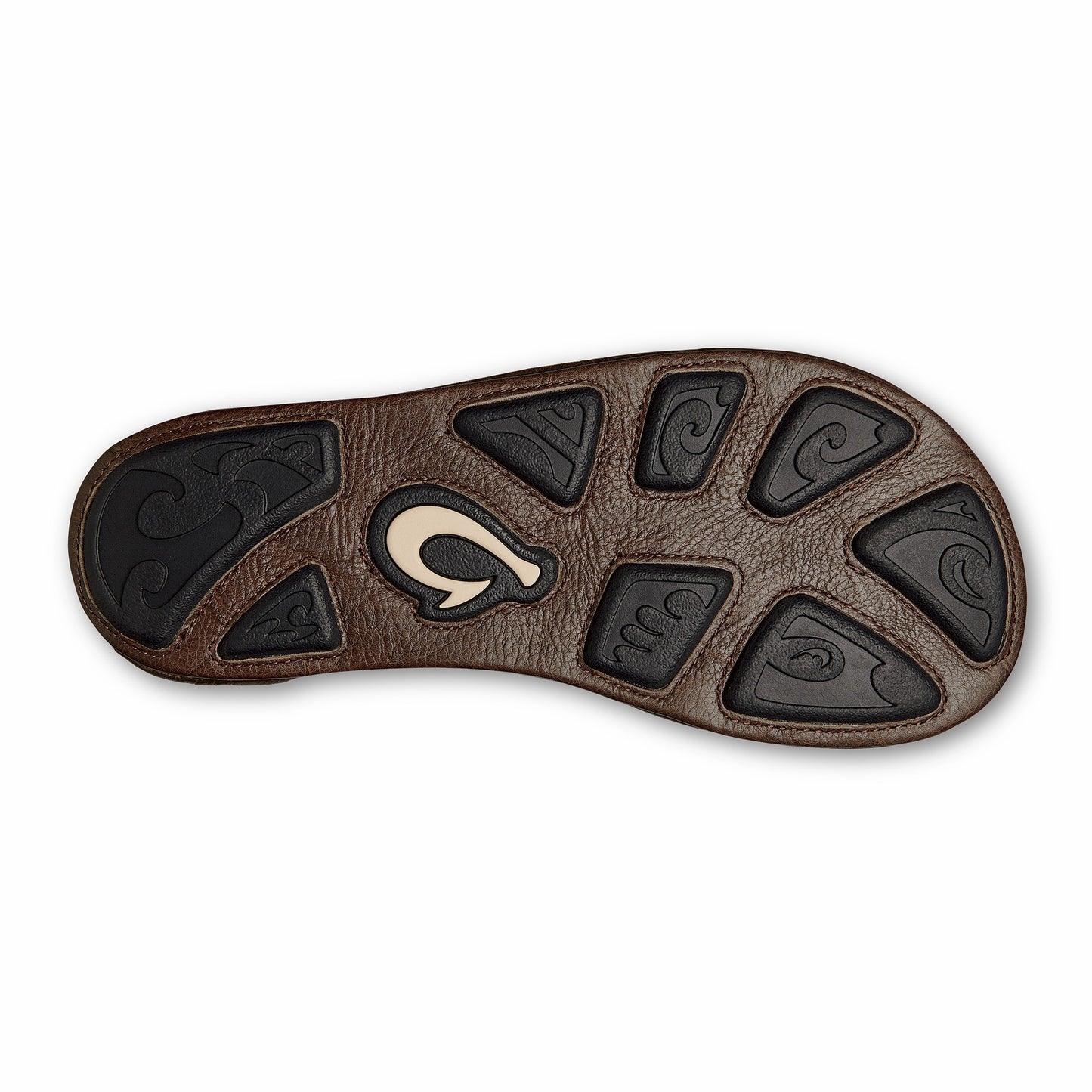 Olukai Hiapo - Rum / Dark Wood Leather Beach Sandals