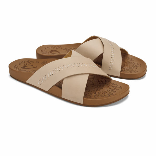Olukai Kipe‘a ‘Olu Women‘s Slide Sandals - Puka / Tan