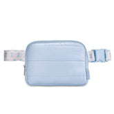Blue Puffer Belt Bag with Bow Strap – Trendy Crossbody Fanny Pack for Girls / Top Trenz Outlets