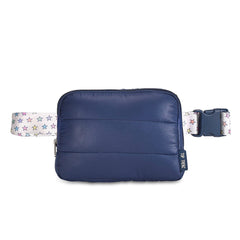Navy Puffer Belt Bag with Rainbow Stars Strap – Trendy Crossbody Fanny Pack for Girls / Top Trenz Online