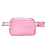 Pink Puffer Belt Bag with Heart Strap – Trendy Crossbody Fanny Pack / Top Trenz Discount