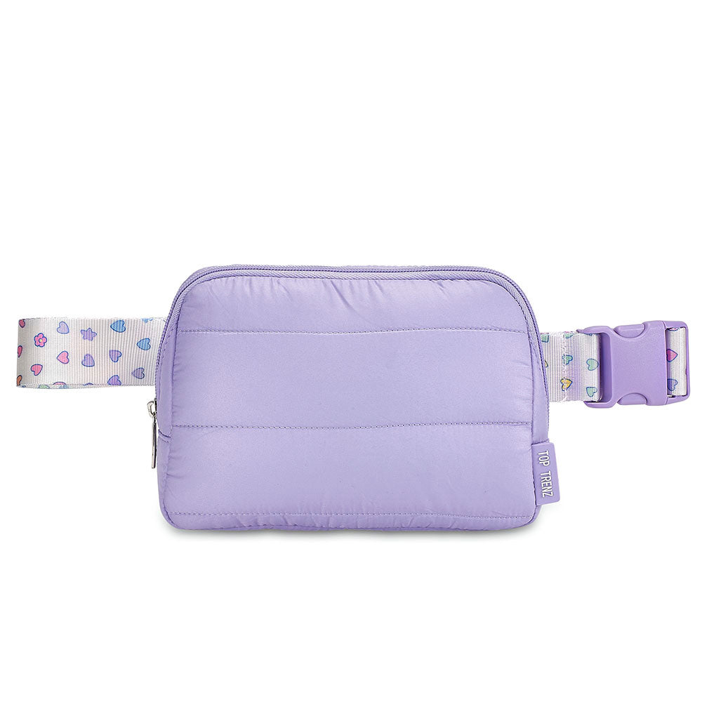 Navy Puffer Belt Bag with Rainbow Stars Strap – Trendy Crossbody Fanny Pack for Girls / Top Trenz For Sale