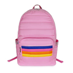 Puffer Pink School School bags with rainbow stripe designs / Top Trenz Discount