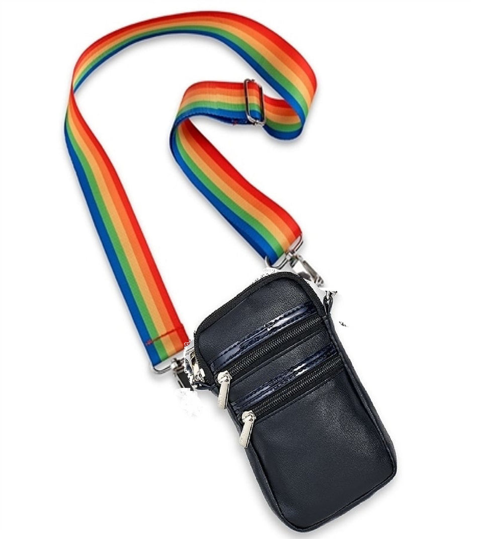 Black Leather Crossbody Cell Bag / Top Trenz US