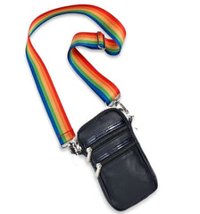 Black Leather Crossbody Cell Bag / Top Trenz US