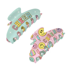 Two Sided Cheer Print Claw Hair Accessory Clip / Top Trenz US