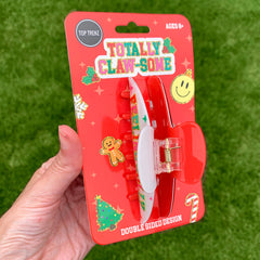 Two Sided Holiday Print Claw Hair Accessory Clip / Top Trenz Sale