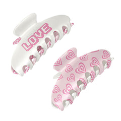 Large Two Sided Hearts Printed Claw Hair Accessory Clip / Top Trenz Discount