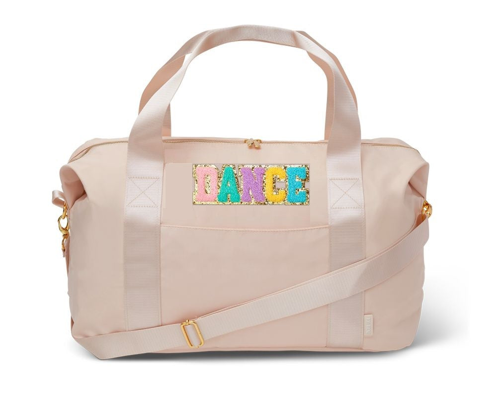 Beige Nylon Weekender Dance Duffle Bag / Top Trenz Outlets