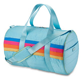 Retro Stripe Blue Puffer Duffle Bag - Trendy Gym & Sleepover Bag / Top Trenz Online