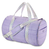 Purple Puffer Duffel Bag with Rainbow Heart Straps – Trendy Overnight, Gym & Travel Bag for Girls and Teens / Top Trenz Online Shop