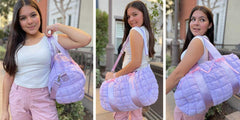 Purple Scrunchie Puffer Duffle – Stylish & Spacious Travel Bag / Top Trenz Online