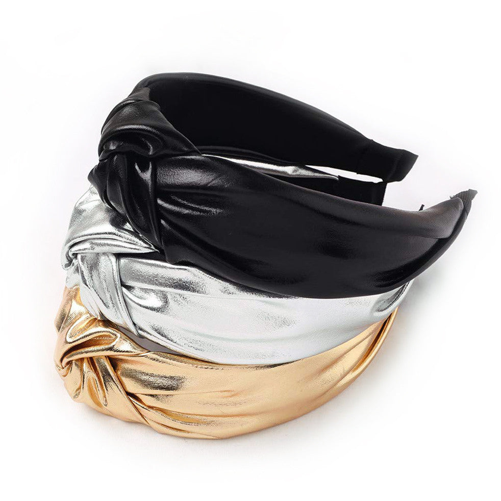 Metallic Leather Knot Headband / Top Trenz For Sale