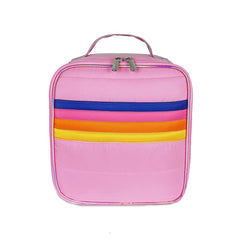 Trendy Retro stripe Pink Puffer Insulated Lunch bag / Top Trenz Sale
