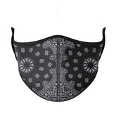 Printed Black Bandana Face Mask For Tweens And Adults / Top Trenz US
