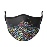 Printed Black Graffiti Heart Face Fashion Mask / Top Trenz Outlets