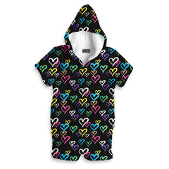 Adorable Graffiti Heart Fuzzy Romper Loungewear / Top Trenz Online Shop