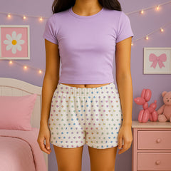 Rainbow Heart Fuzzy Lounge Shorts For Kids And Tweens / Top Trenz Discount