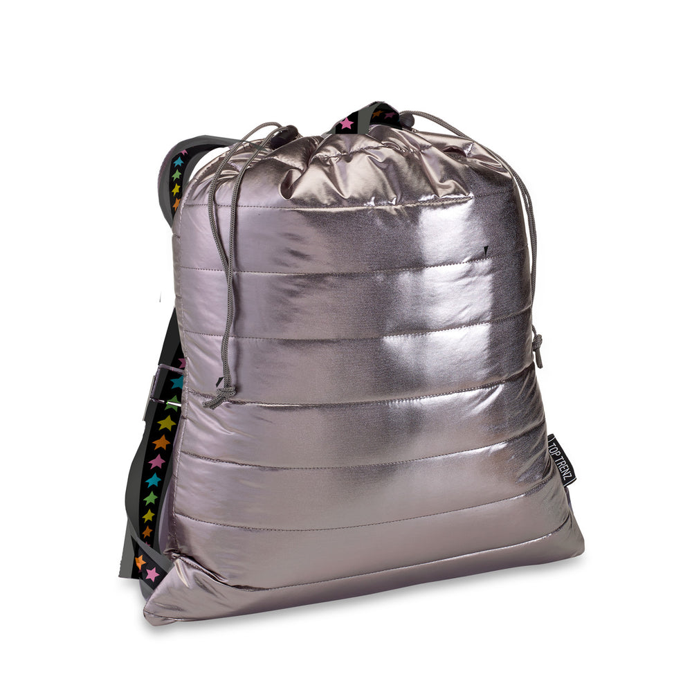 Top Selling Metallic Puffer Drawstring Bag For Kids And Tweens / Top Trenz For Sale
