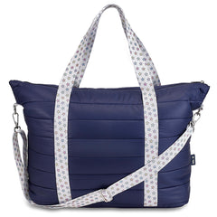 Trendy Navy Weekender Travel Bag with Rainbow Star Straps – Stylish & Spacious / Top Trenz Online