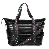 Amazing Black Puffer Tote With Decorative Straps / Top Trenz Outlets