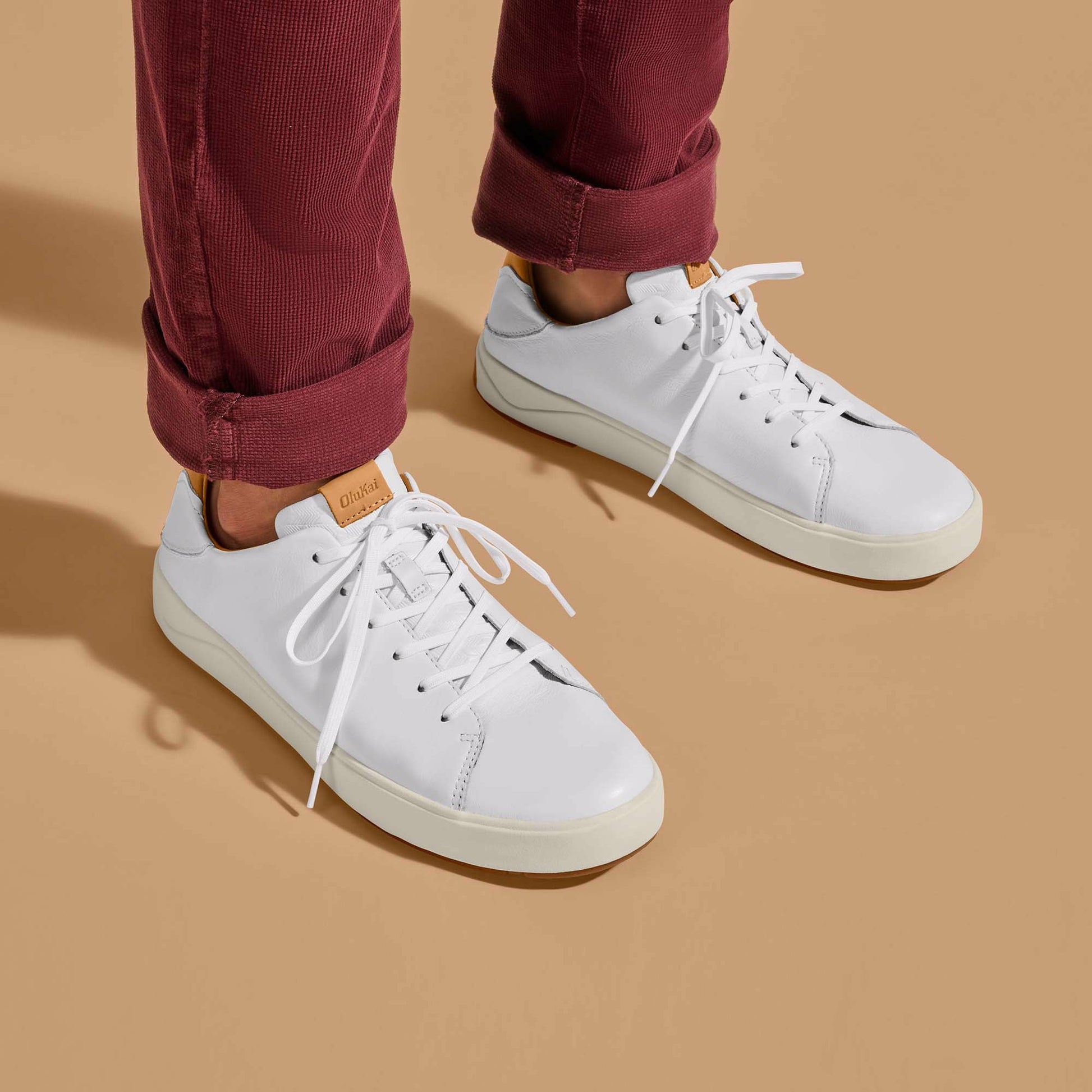 Olukai Lae‘ahi Lī ‘Ili Leather Sneakers - Bright White