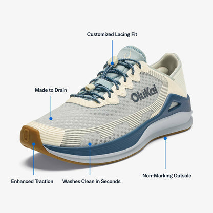 Olukai ‘Ahi Water Boat Shoes - Blue Pearl / White Sand