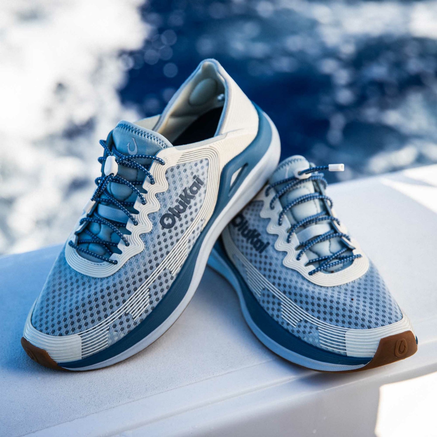 Olukai ‘Ahi Water Boat Shoes - Blue Pearl / White Sand