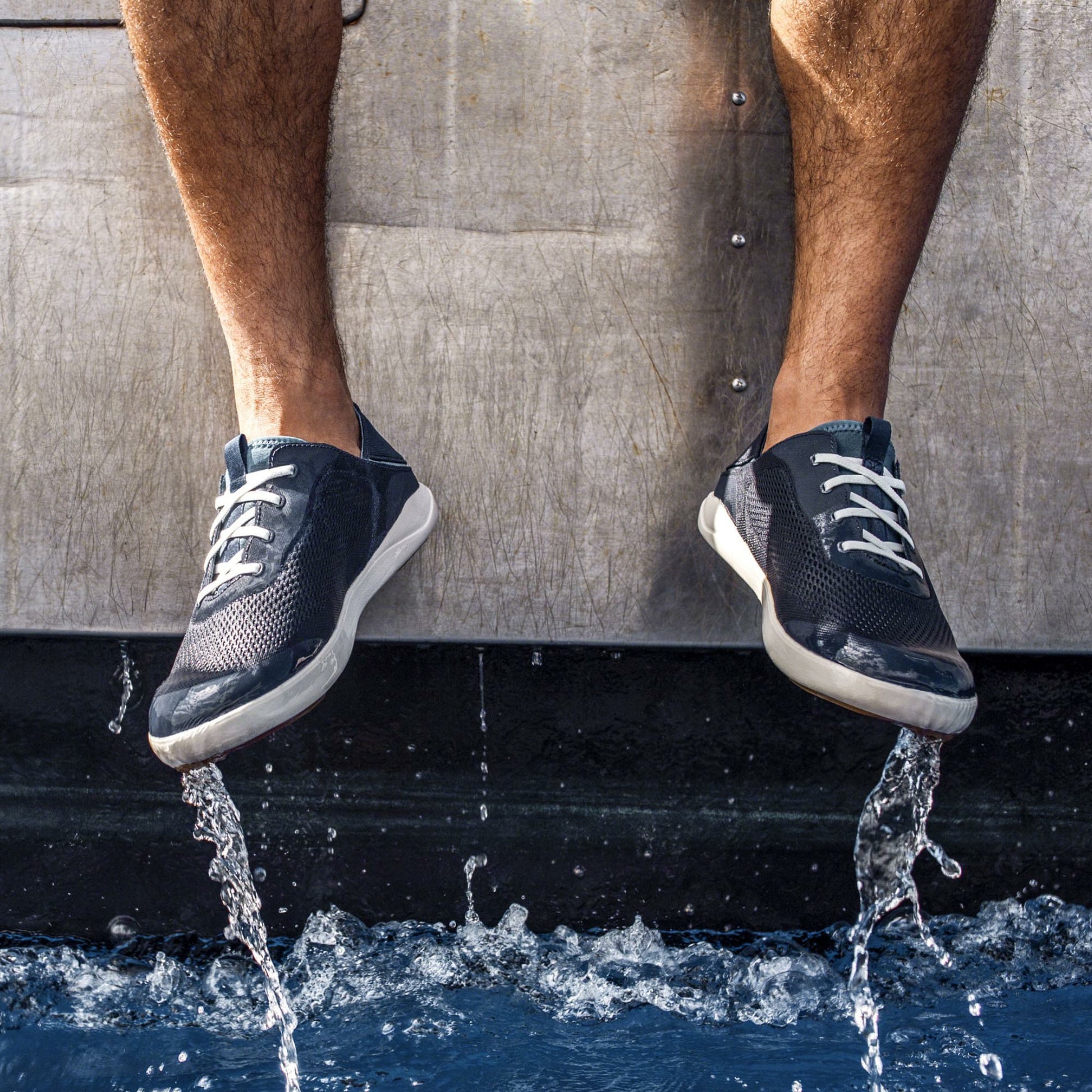 Olukai Moku Pae Boat Shoes - Trench Blue / Off White