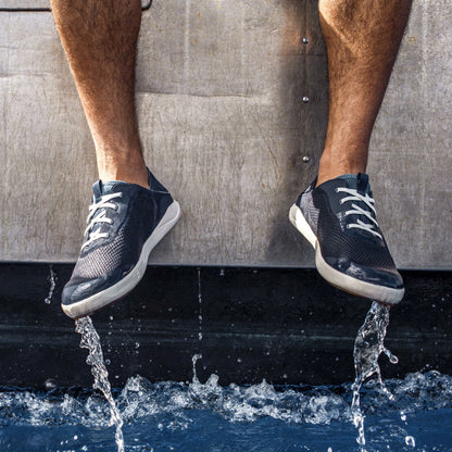 Olukai Moku Pae Boat Shoes - Trench Blue / Off White