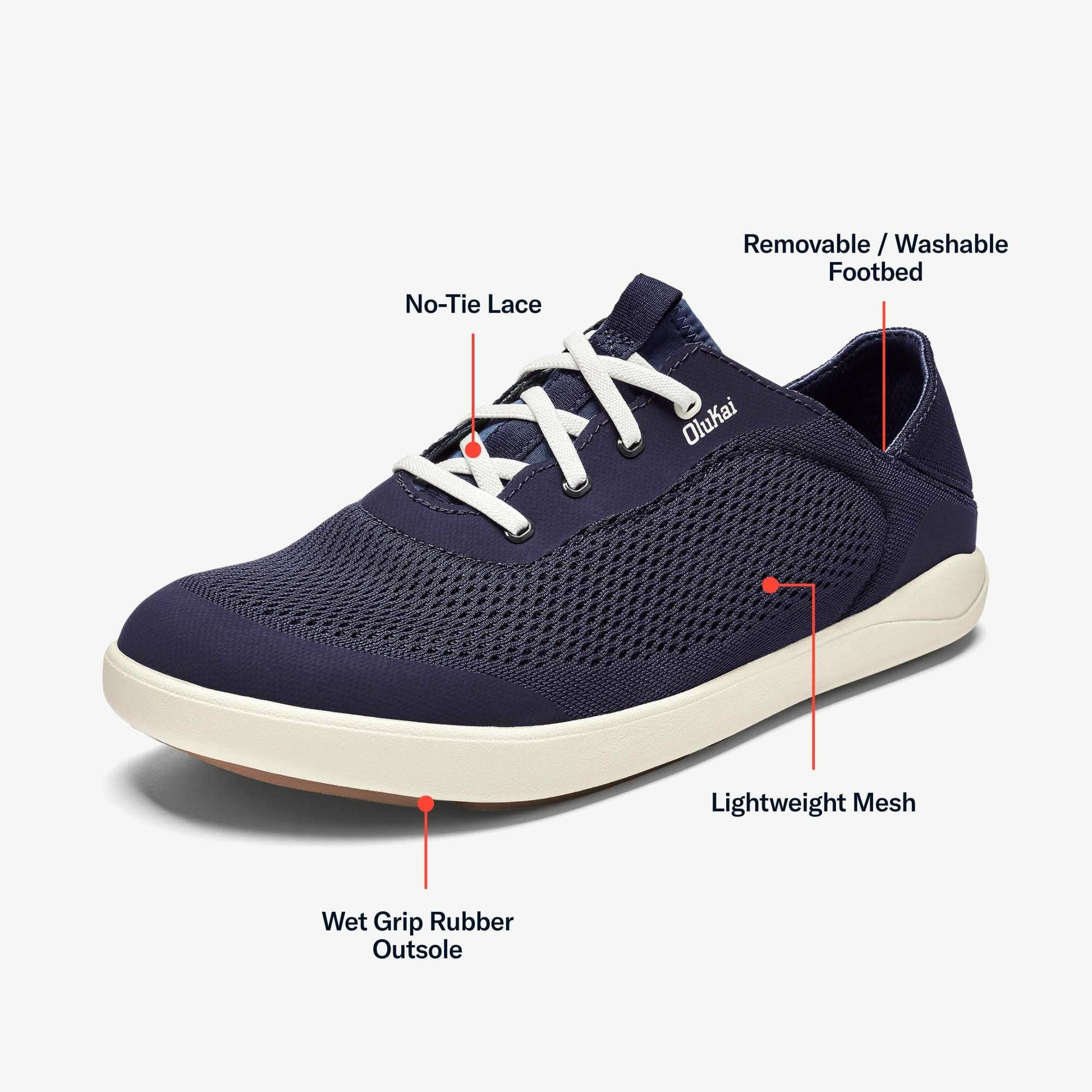 Olukai Moku Pae Boat Shoes - Trench Blue / Off White