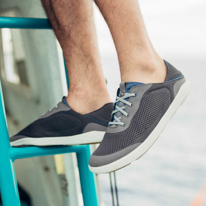 Olukai Moku Pae Boat Shoes - Pavement / Vintage Blue