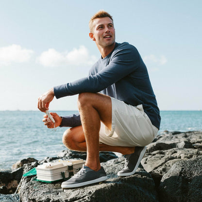 Olukai Moku Pae Boat Shoes - Pavement / Vintage Blue