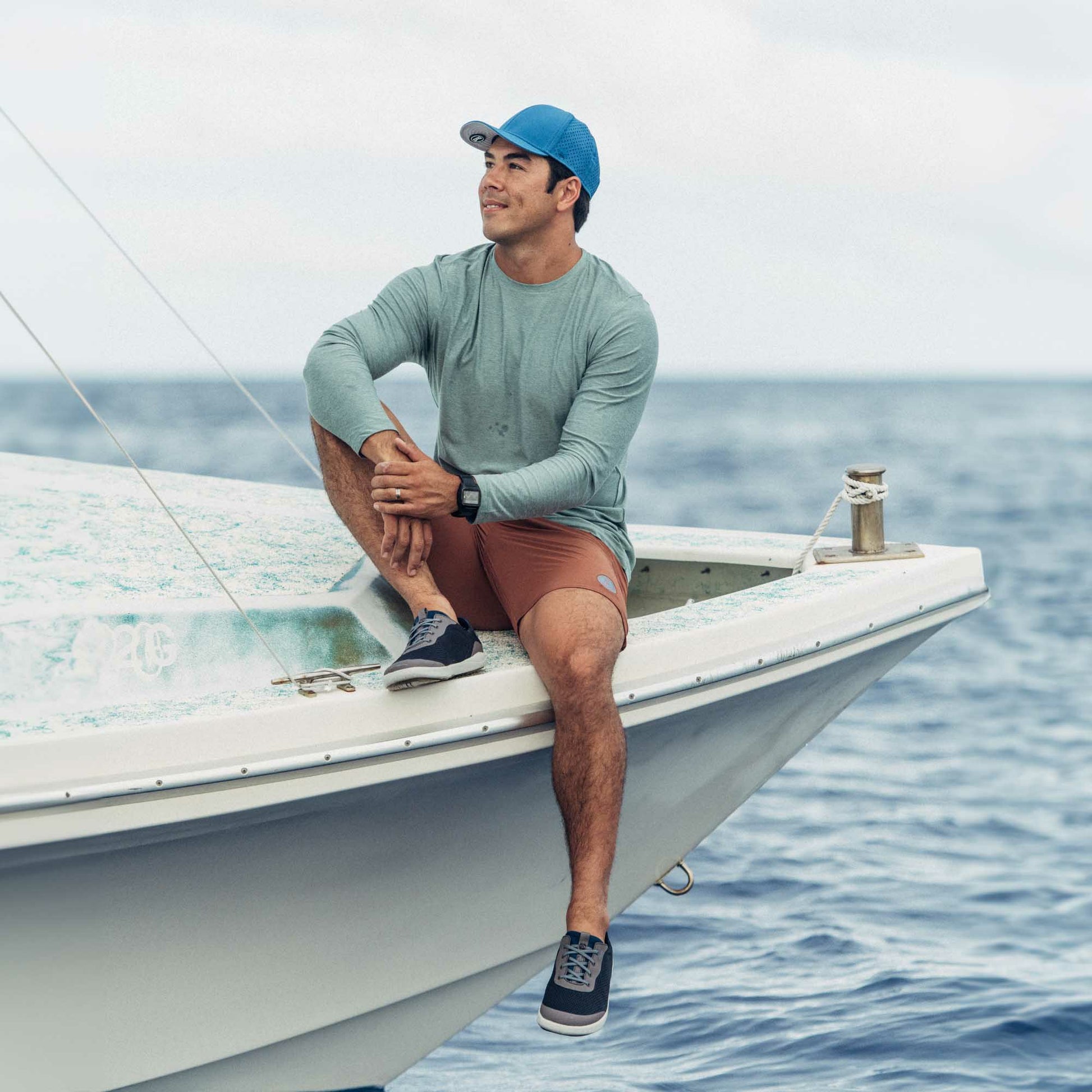 Olukai Moku Pae Boat Shoes - Pavement / Vintage Blue