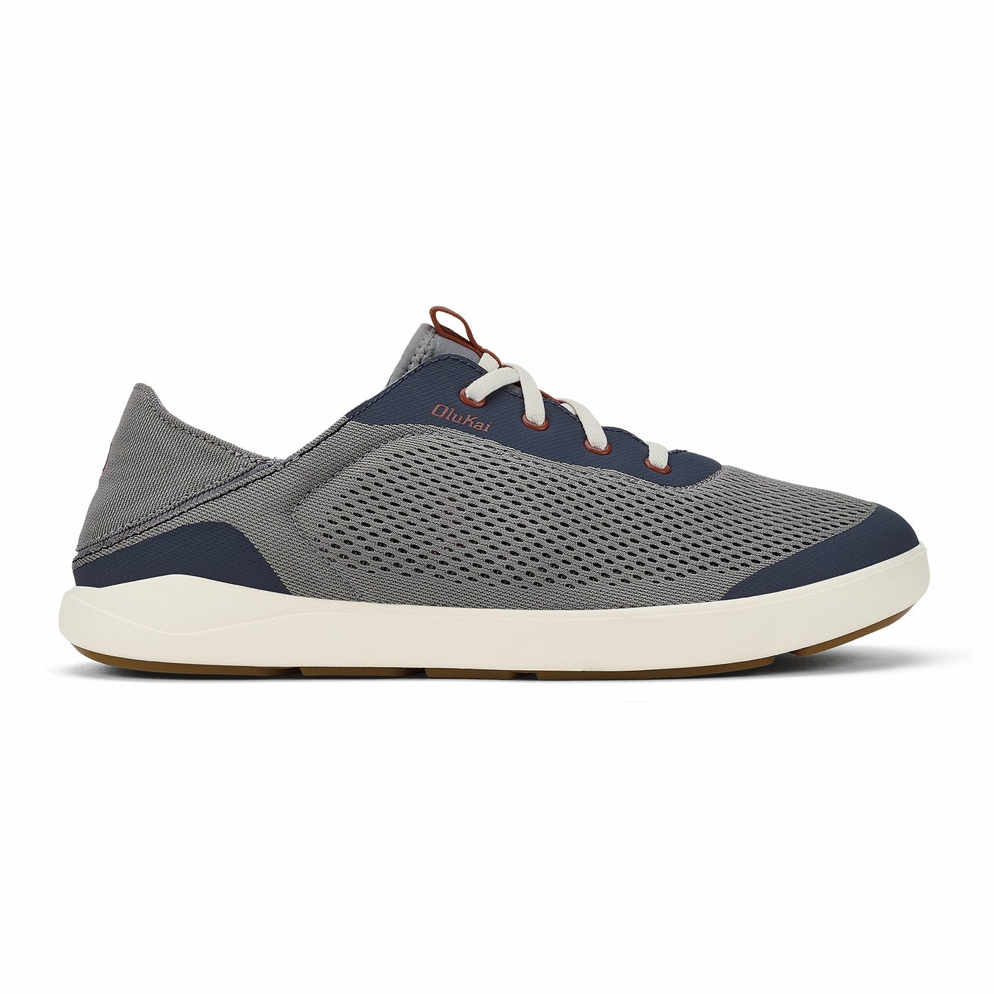 Olukai Moku Pae Boat Shoes - Ash / Trench Blue