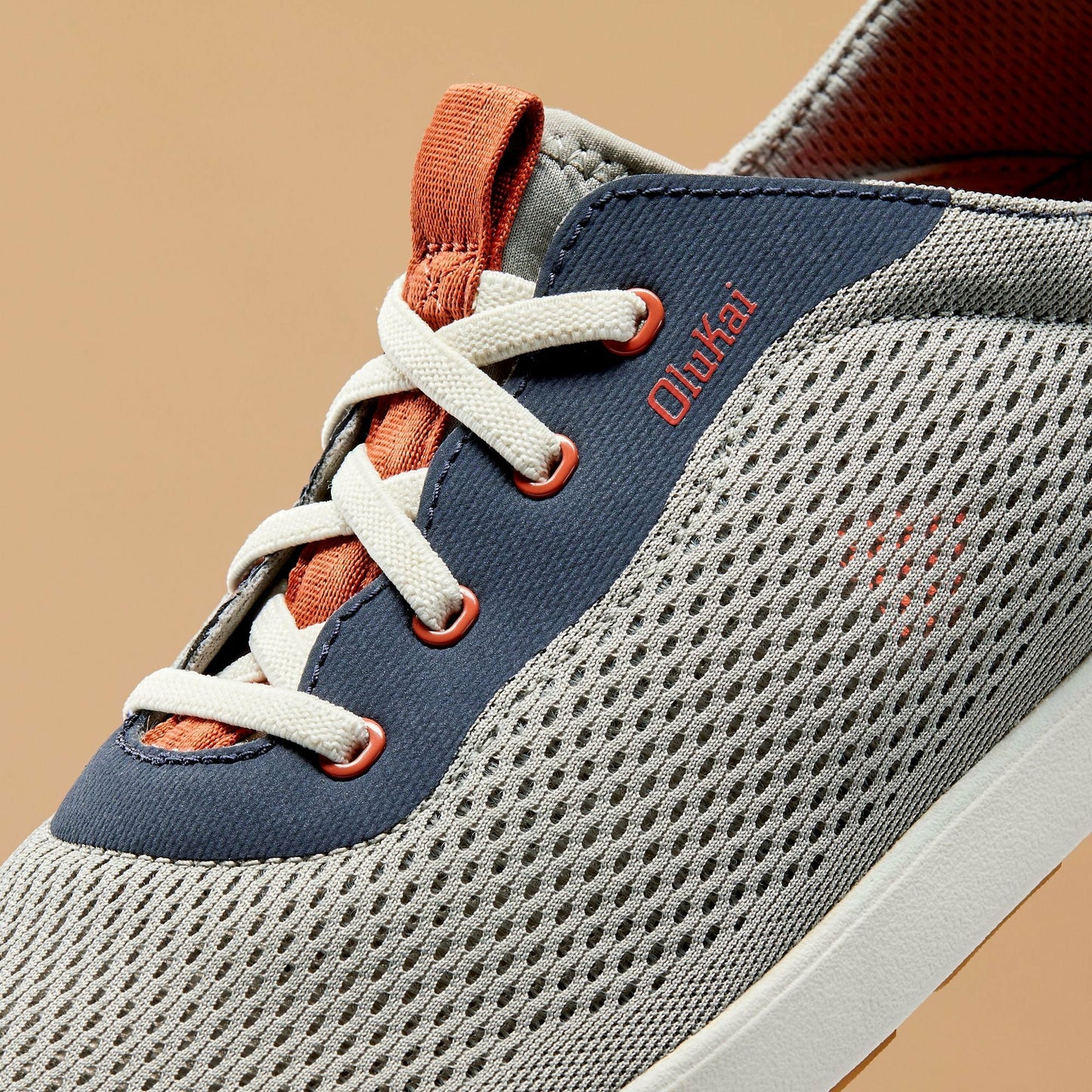 Olukai Moku Pae Boat Shoes - Ash / Trench Blue