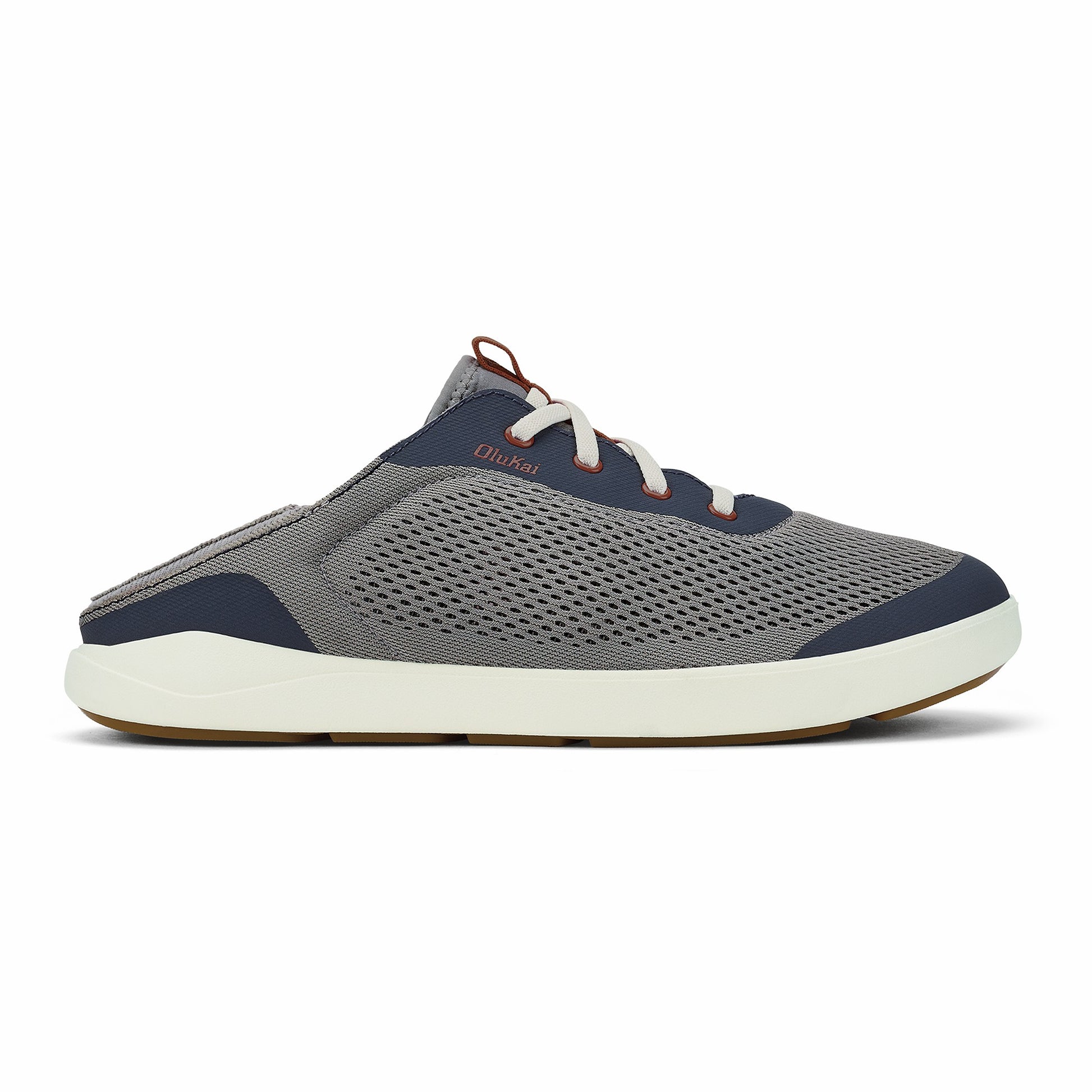 Olukai Moku Pae Boat Shoes - Ash / Trench Blue