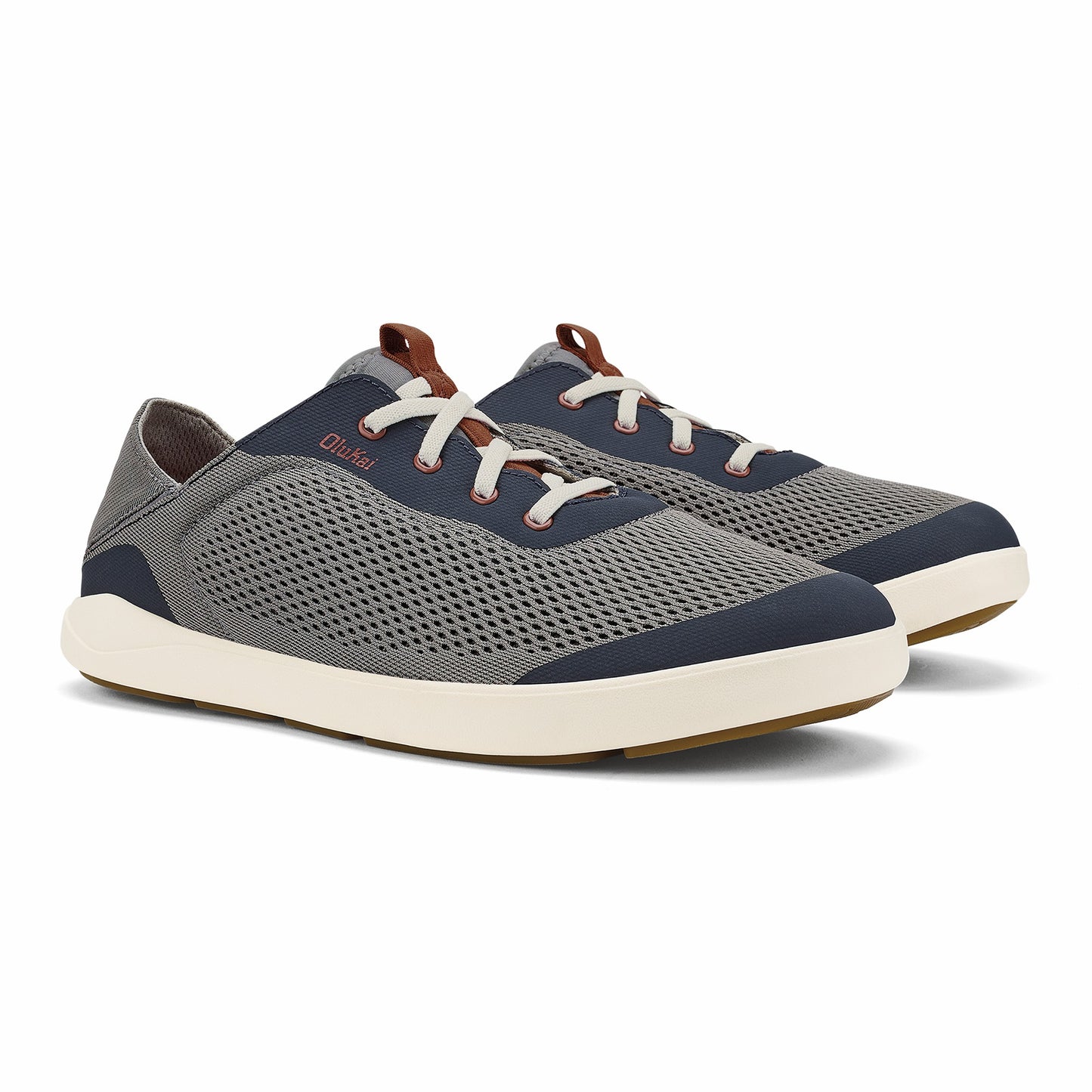 Olukai Moku Pae Boat Shoes - Ash / Trench Blue