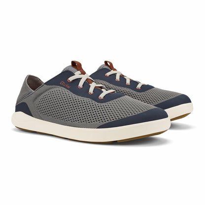 Olukai Moku Pae Boat Shoes - Ash / Trench Blue