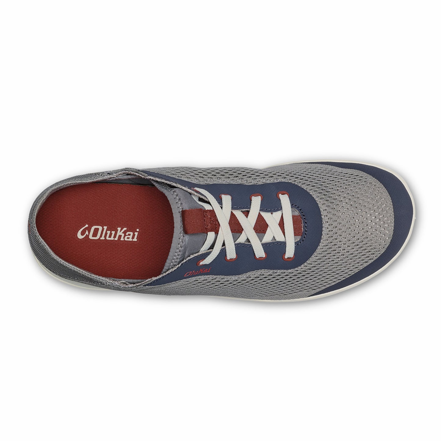 Olukai Moku Pae Boat Shoes - Ash / Trench Blue