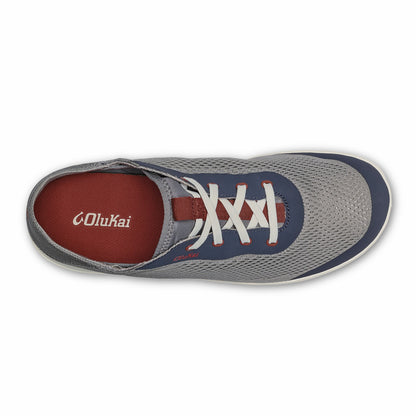 Olukai Moku Pae Boat Shoes - Ash / Trench Blue