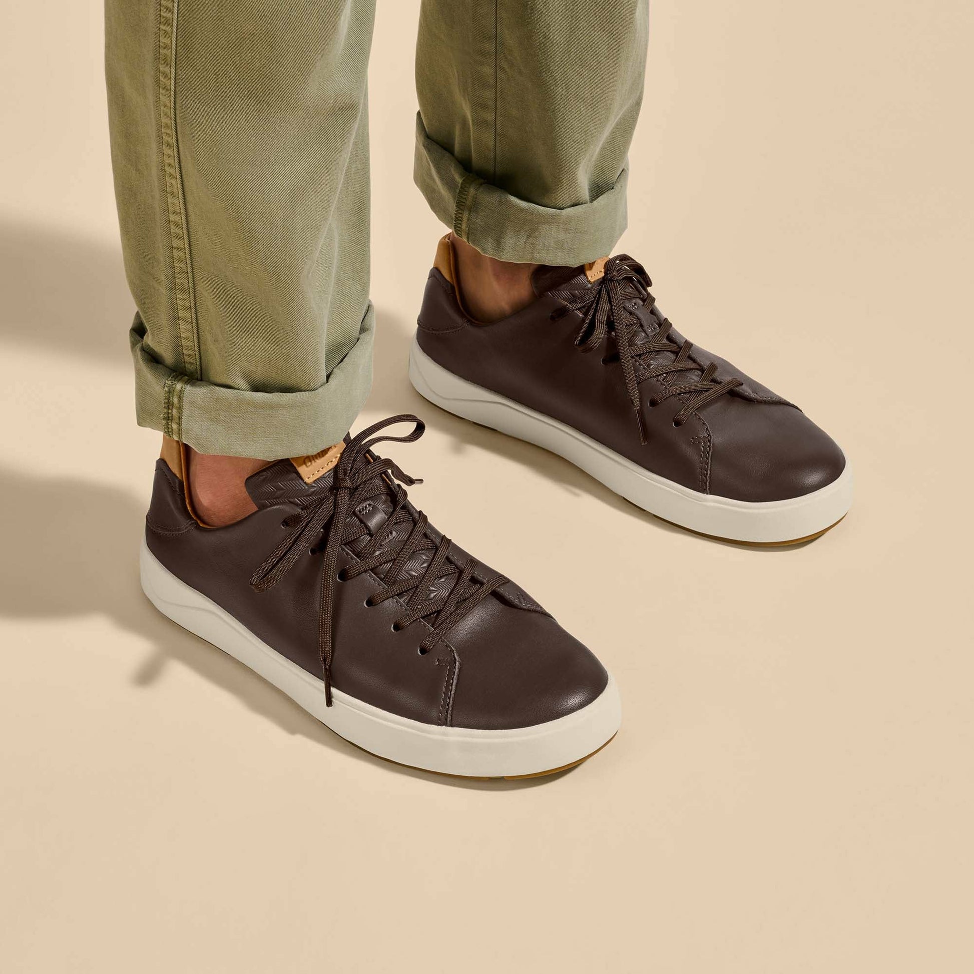 Olukai Lae‘ahi Lī ‘Ili Leather Sneakers - Dark Java