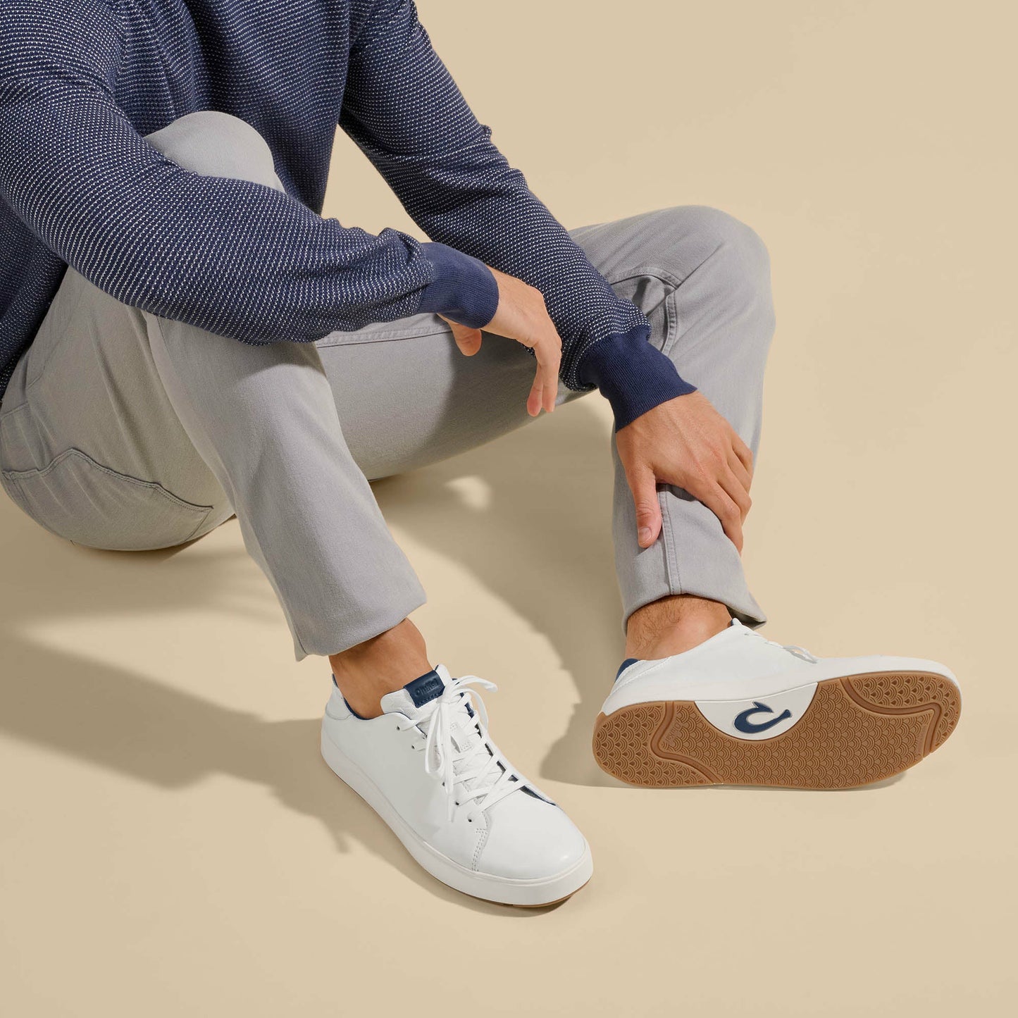 Olukai Lae‘ahi Lī ‘Ili Sneakers - Bright White / Trench Blue