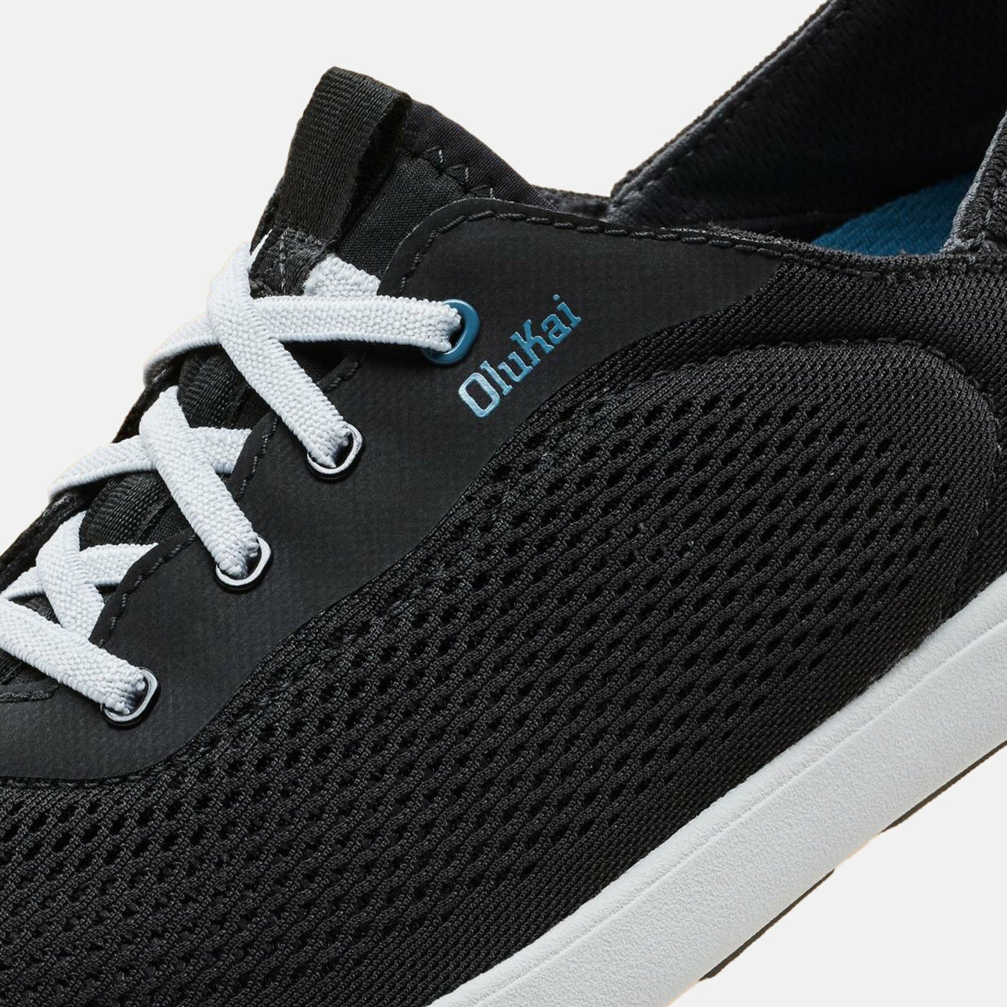 Olukai Moku Pae Boat Shoes - Black / Blue Coral
