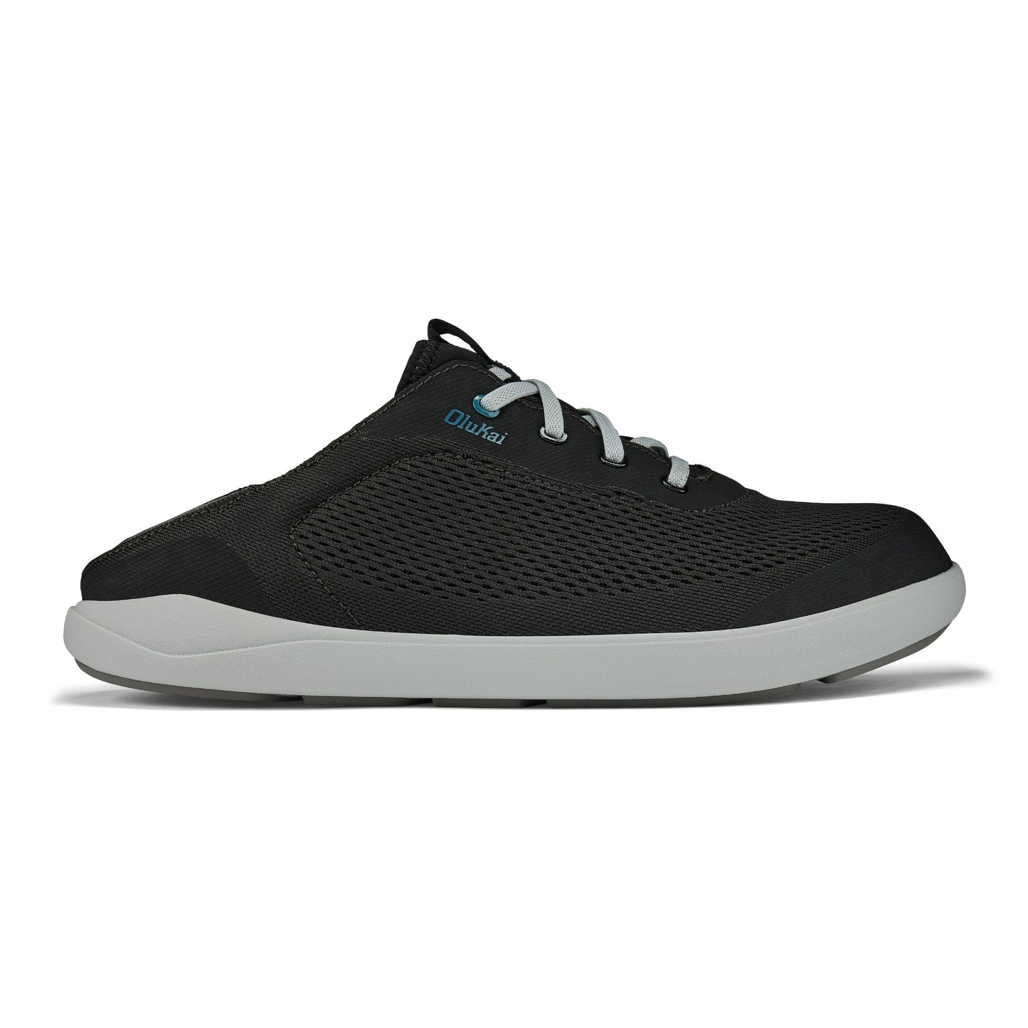 Olukai Moku Pae Boat Shoes - Black / Blue Coral
