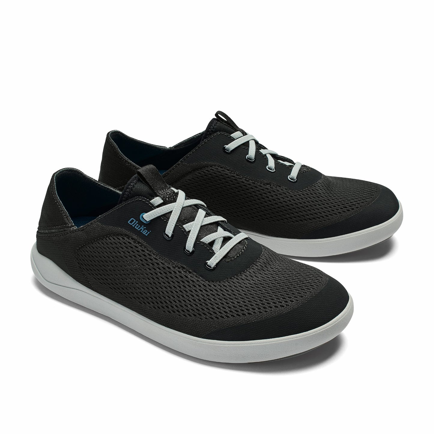 Olukai Moku Pae Boat Shoes - Black / Blue Coral