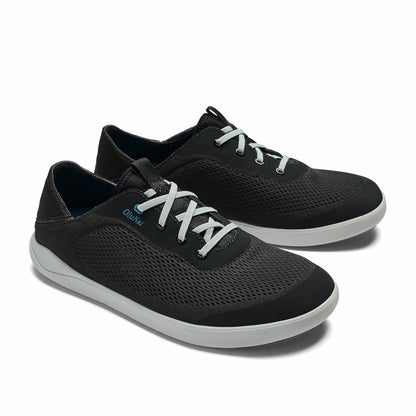 Olukai Moku Pae Boat Shoes - Black / Blue Coral
