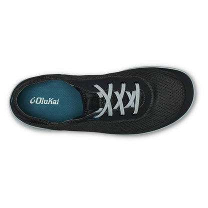 Olukai Moku Pae Boat Shoes - Black / Blue Coral