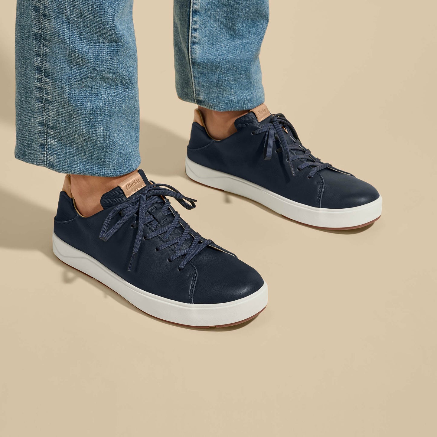 Olukai Lae‘ahi Lī ‘Ili Leather Sneakers - Trench Blue