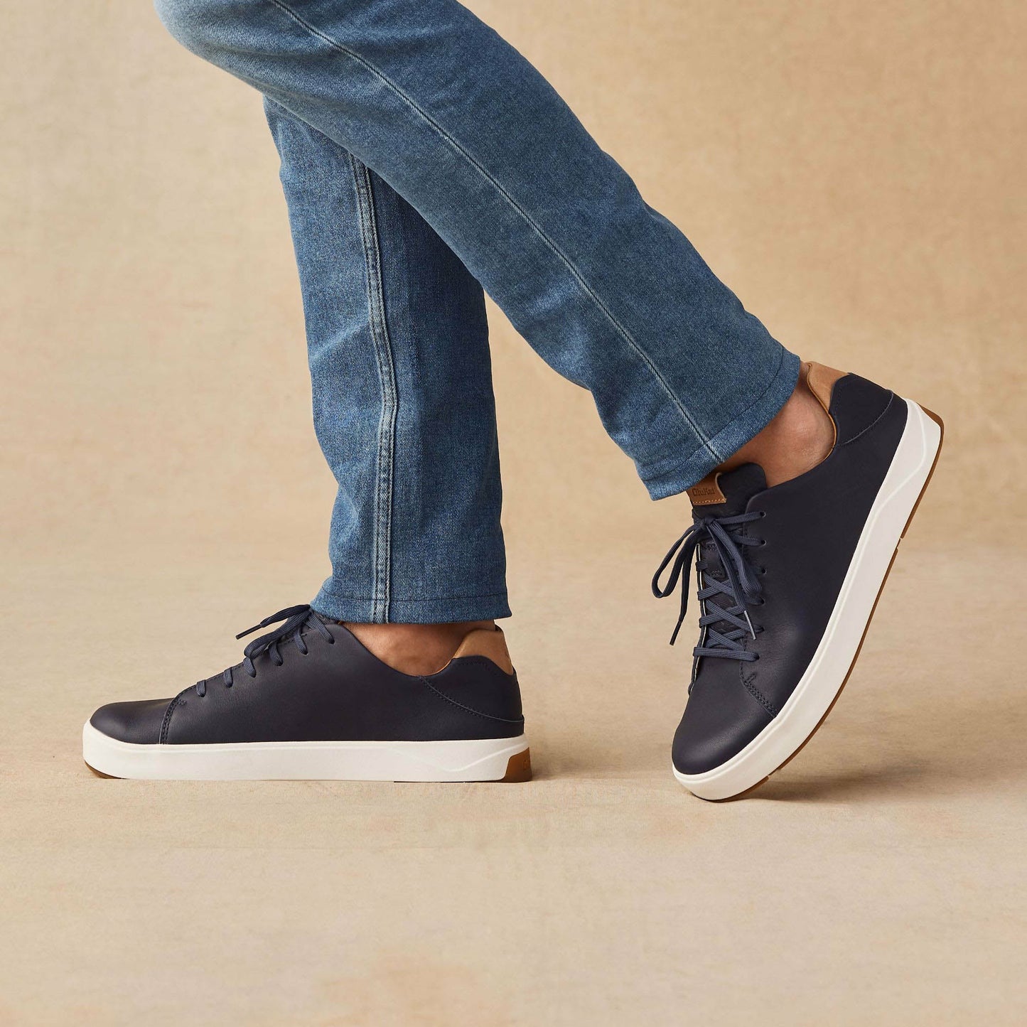 Olukai Lae‘ahi Lī ‘Ili Leather Sneakers - Trench Blue